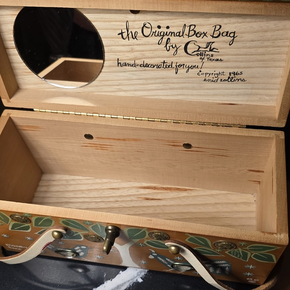 Enid Collins Vintage Wooden Box Purse with "Money Tree" Design 1960s - Picture 6 of 11